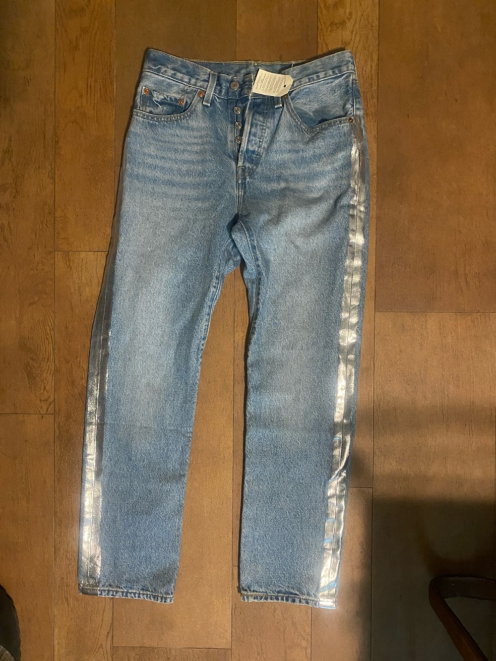 Levi's Light Blue Jeans with Metallic Silver Side Stripe